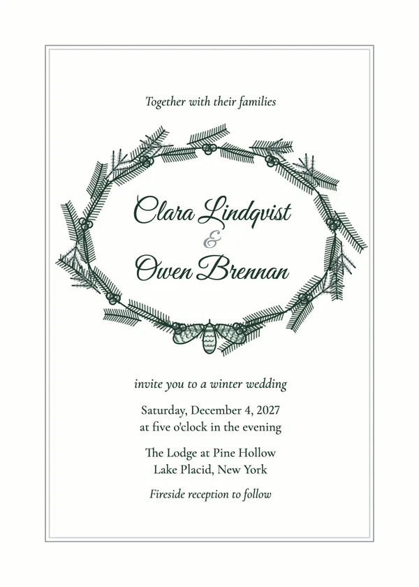 Winter Evergreen — Winter wedding invitation