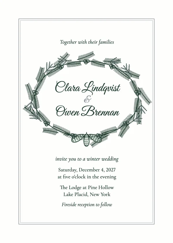 Winter Evergreen — Winter wedding invitation