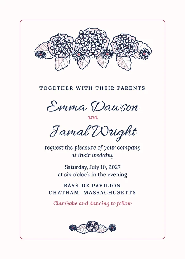 Summer Hydrangea — Summer wedding invitation