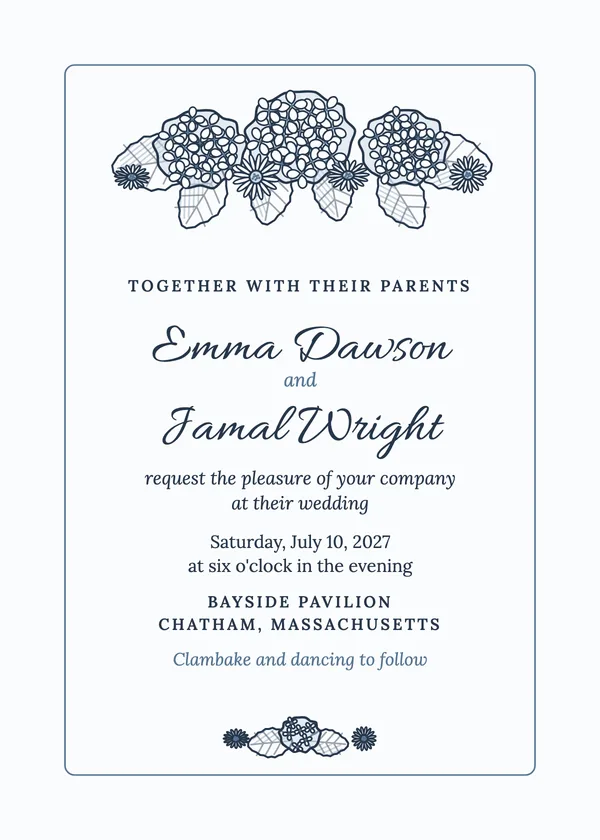 Summer Hydrangea — Summer wedding invitation