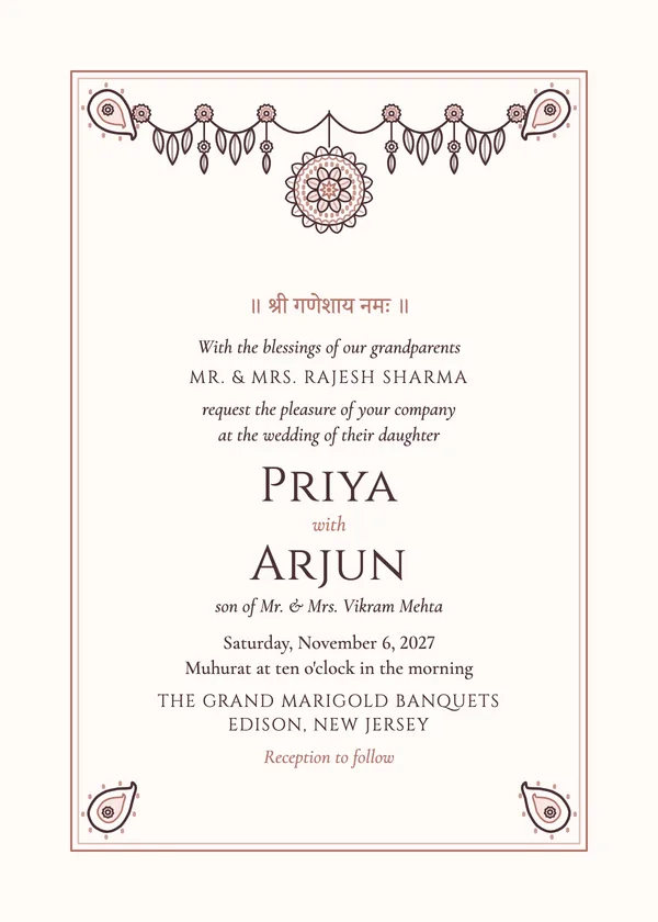 Marigold Mandala — Indian wedding invitation