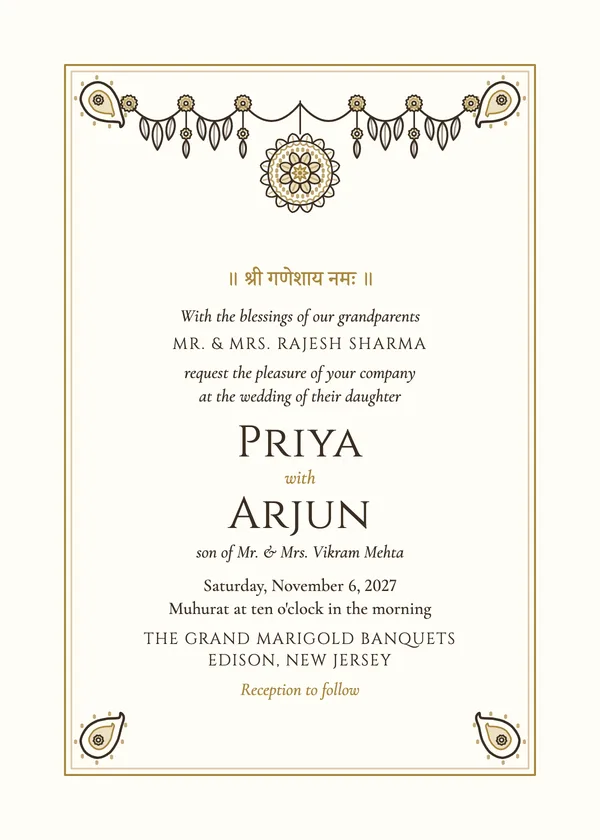 Marigold Mandala — Indian wedding invitation