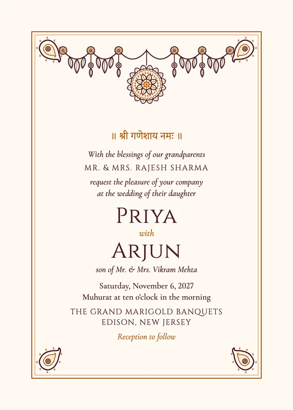 Marigold Mandala — Indian wedding invitation