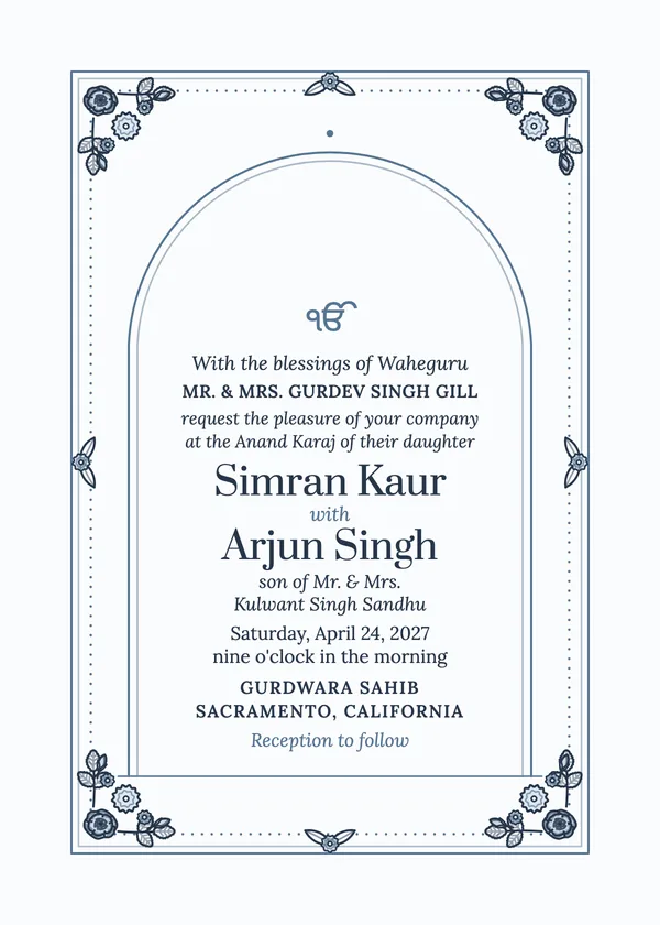 Anand Karaj — Sikh wedding invitation
