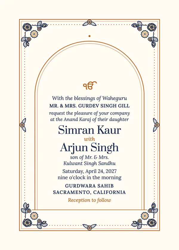 Anand Karaj — Sikh wedding invitation