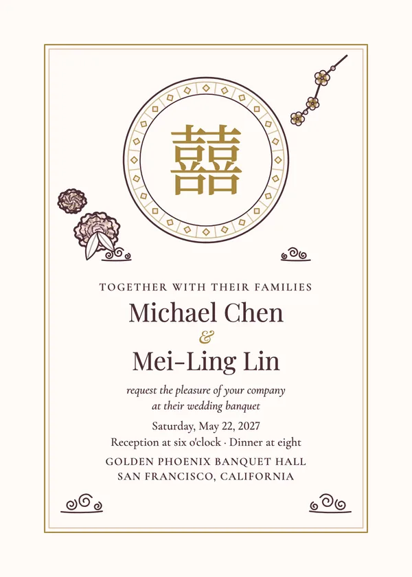 Double Happiness — Chinese wedding invitation