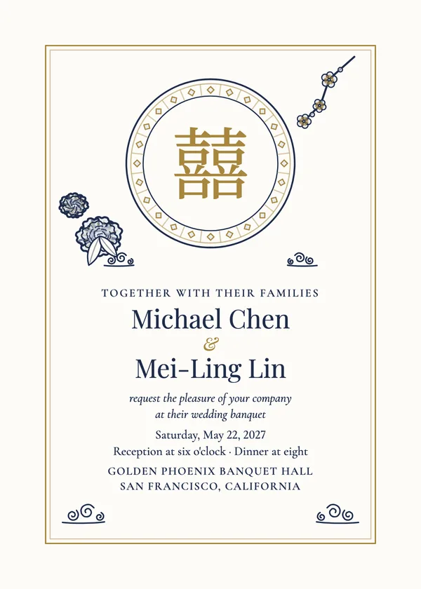 Double Happiness — Chinese wedding invitation