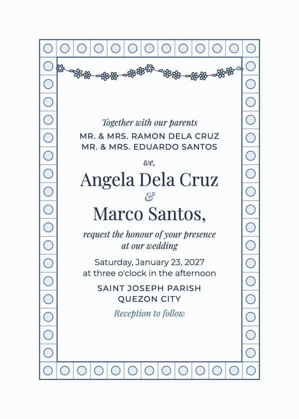 Sampaguita — Filipino wedding invitation