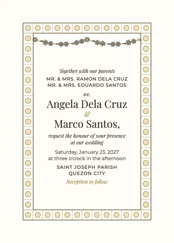 Sampaguita — Filipino wedding invitation