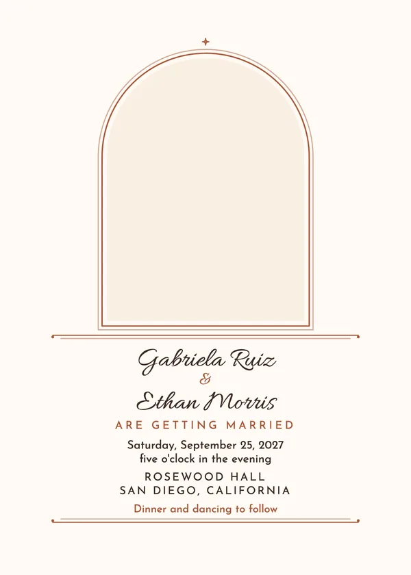 Photo Portrait — Photo wedding invitation with a photo window