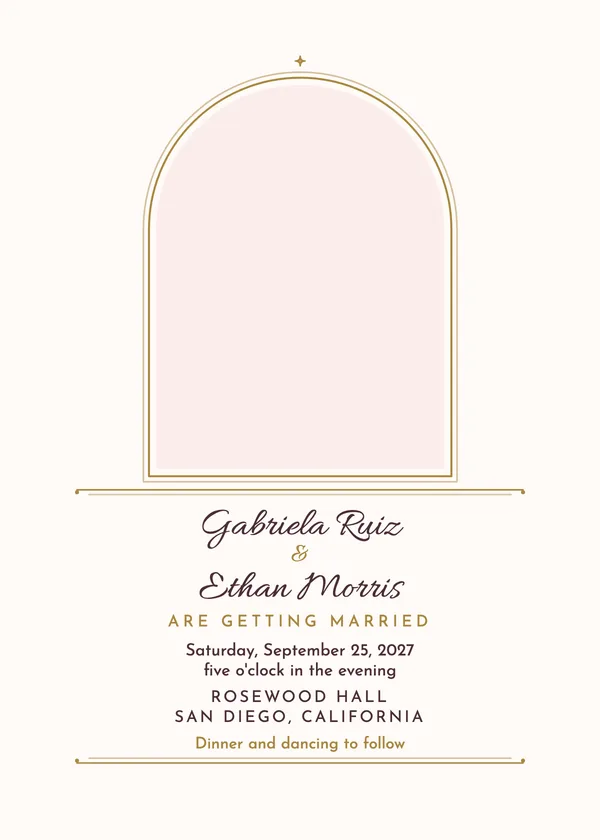 Photo Portrait — Photo wedding invitation with a photo window