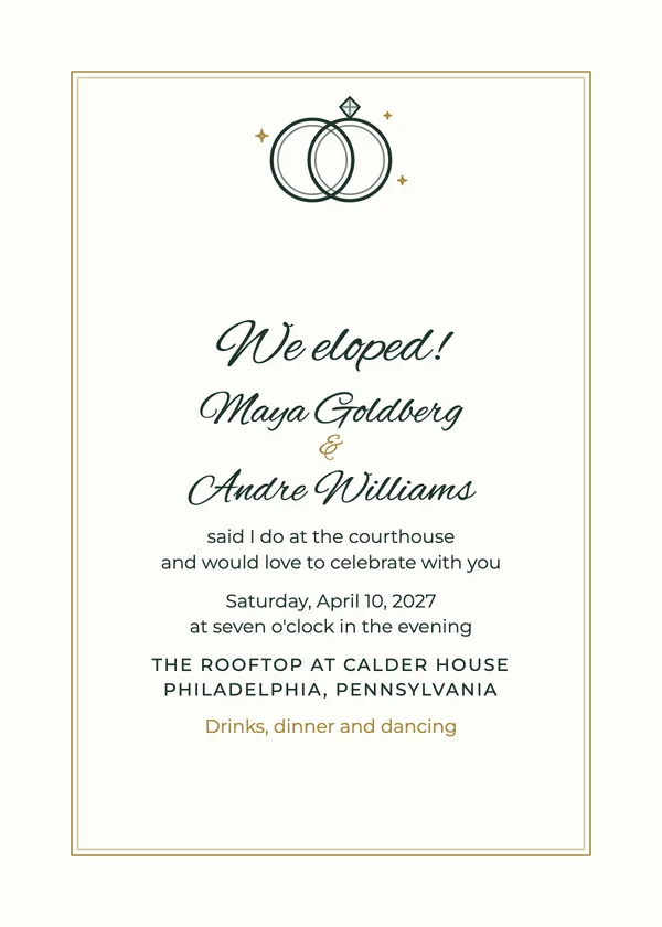 We Eloped — Elopement & Courthouse wedding invitation
