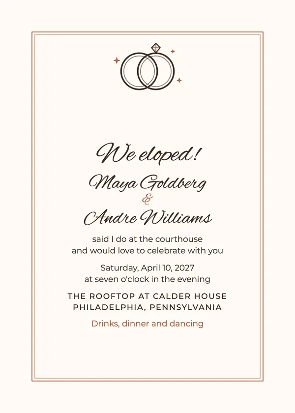 We Eloped — Elopement & Courthouse wedding invitation