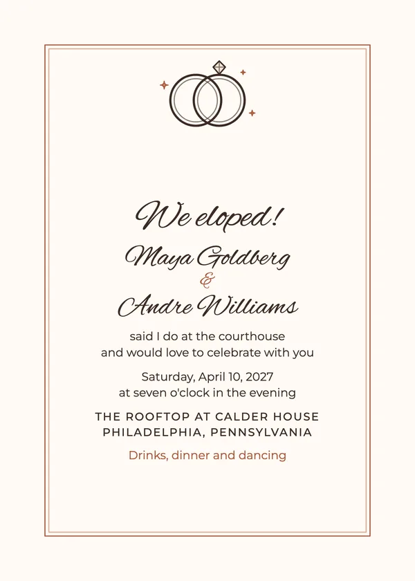 We Eloped — Elopement & Courthouse wedding invitation