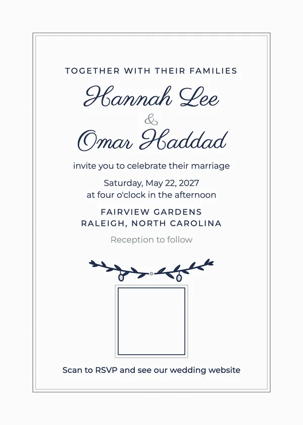 QR Invite — Wedding Website Card wedding invitation