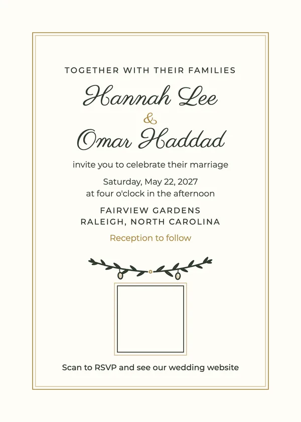 QR Invite — Wedding Website Card wedding invitation