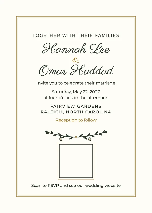 QR Invite — Wedding Website Card wedding invitation
