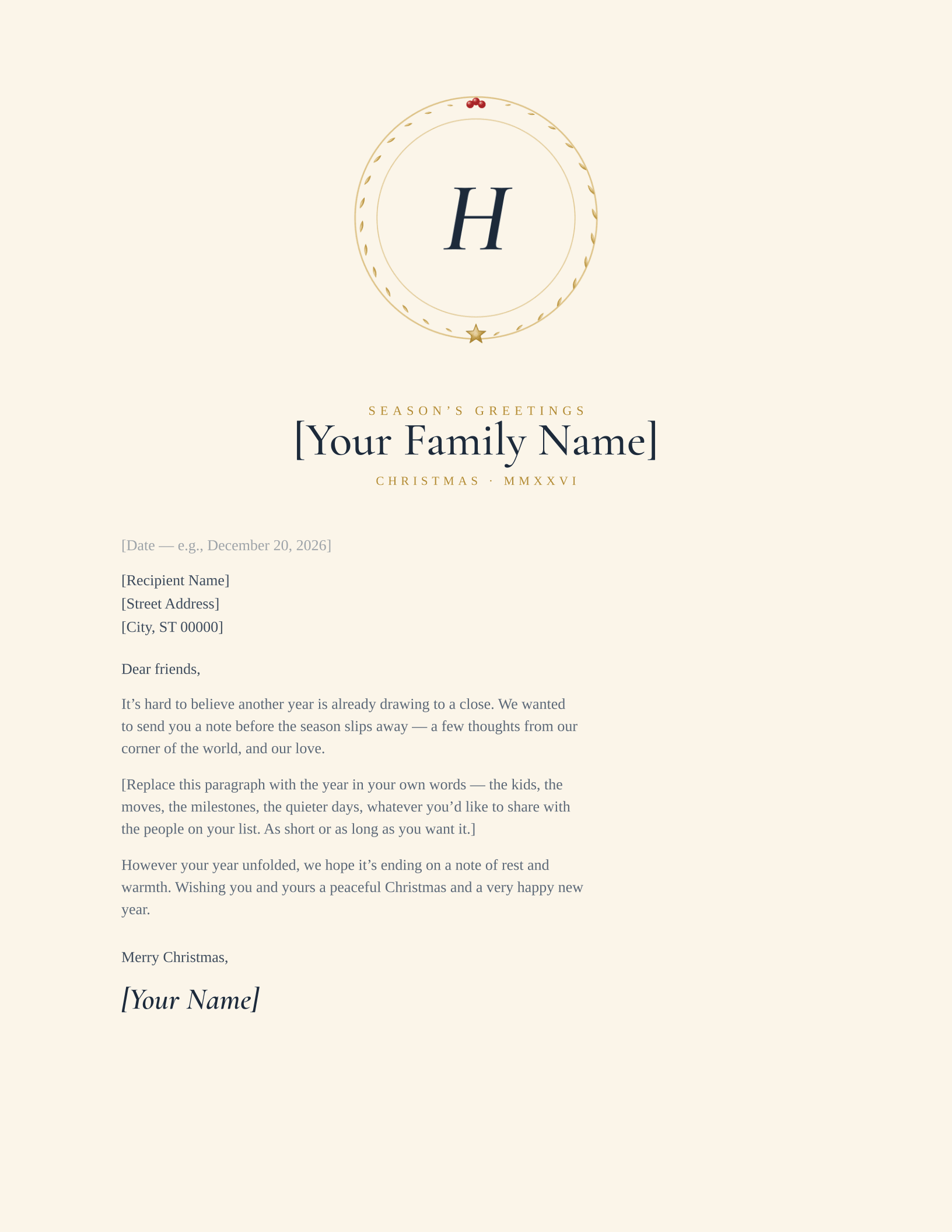 Gold Monogram Medallion letterhead preview