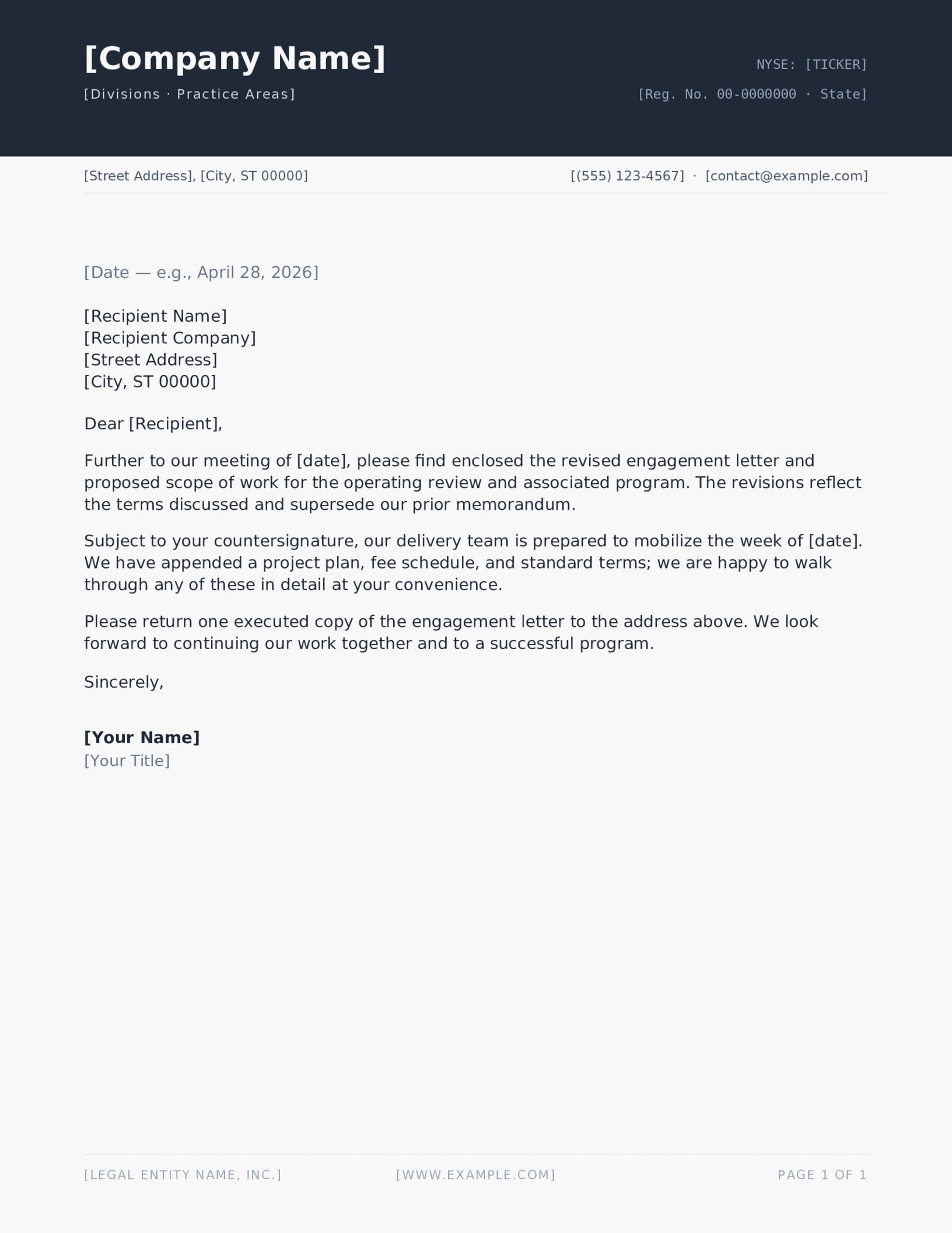 Charcoal Block Header letterhead template preview