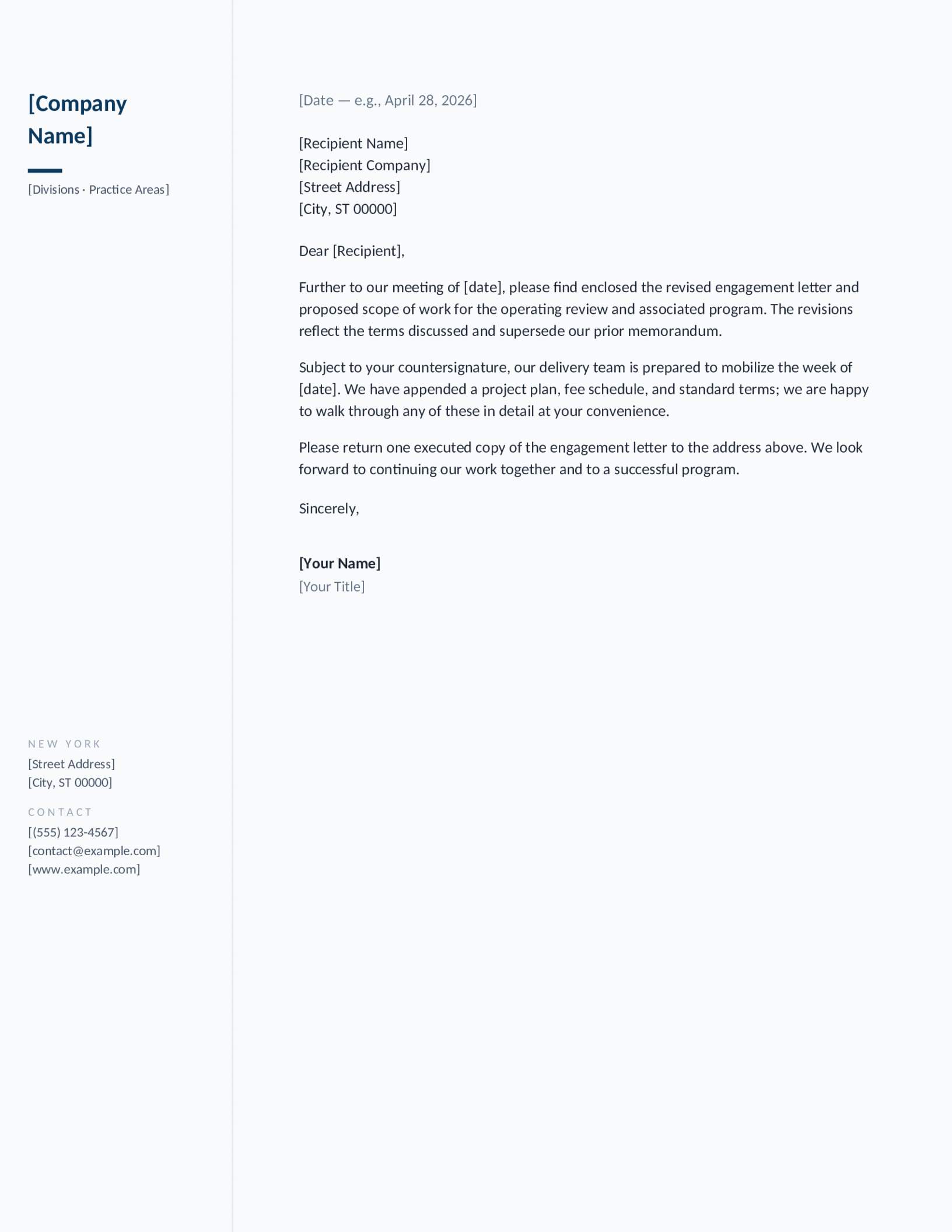 Left Identity Rail letterhead template preview