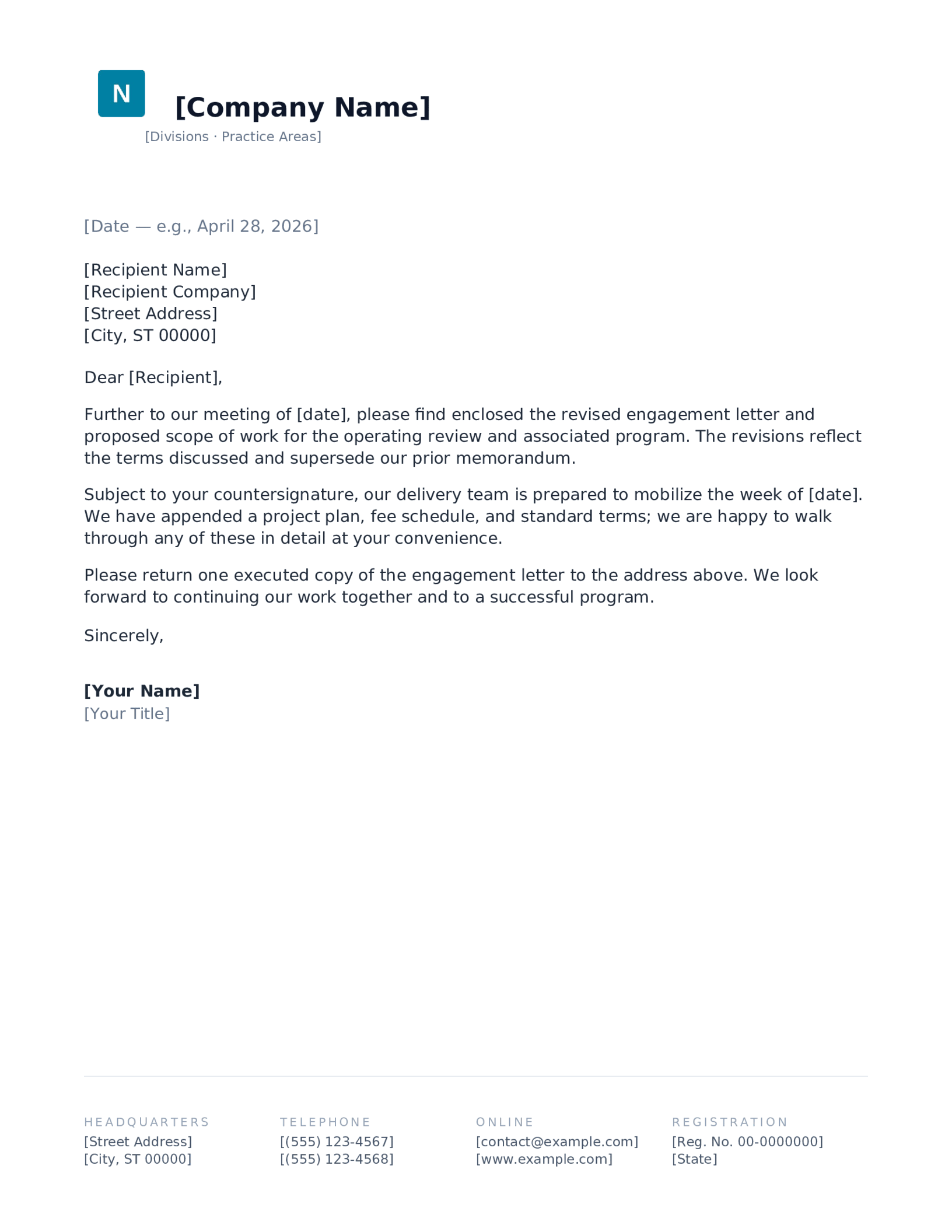 Logomark + Wordmark letterhead template preview