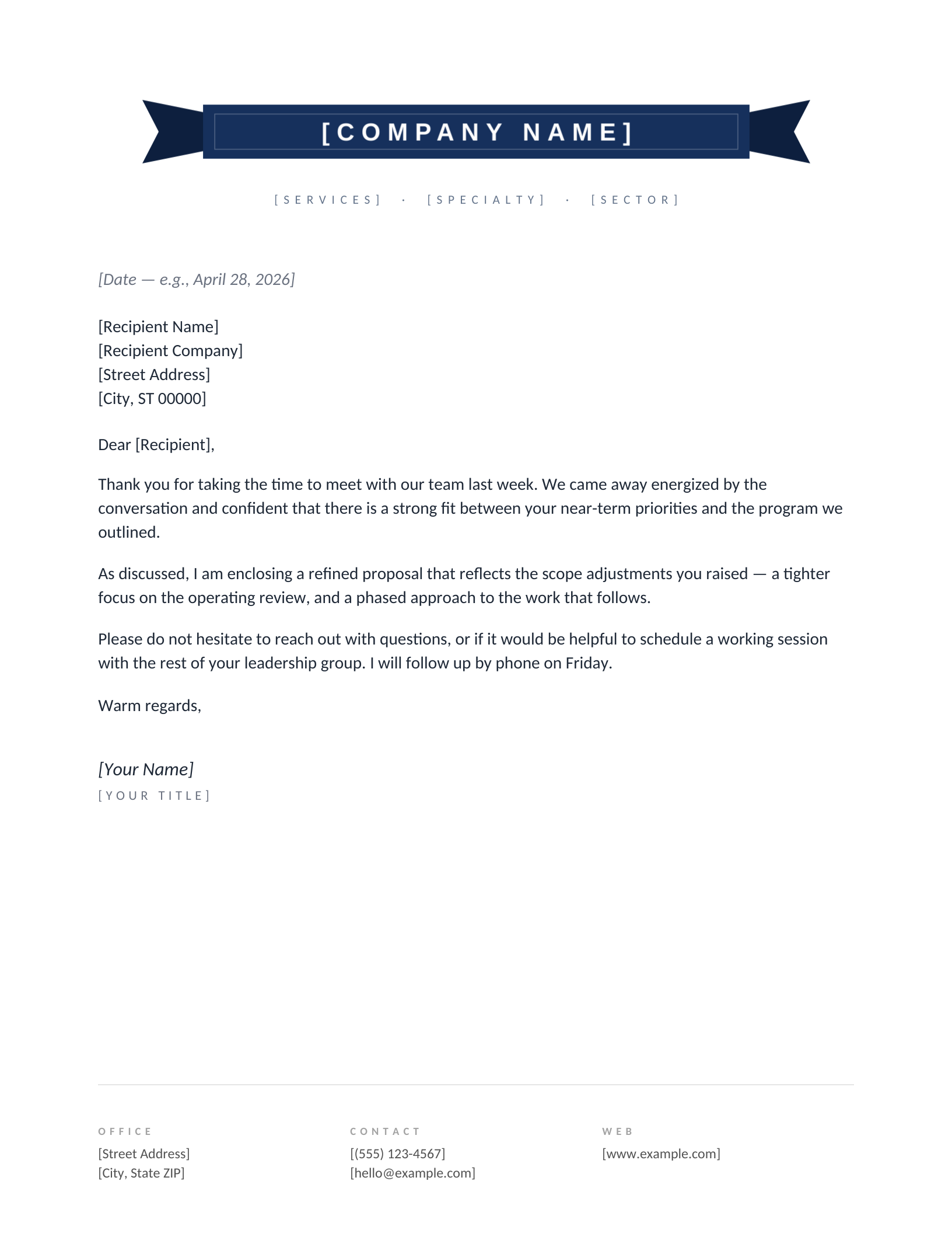 Folded Ribbon letterhead preview