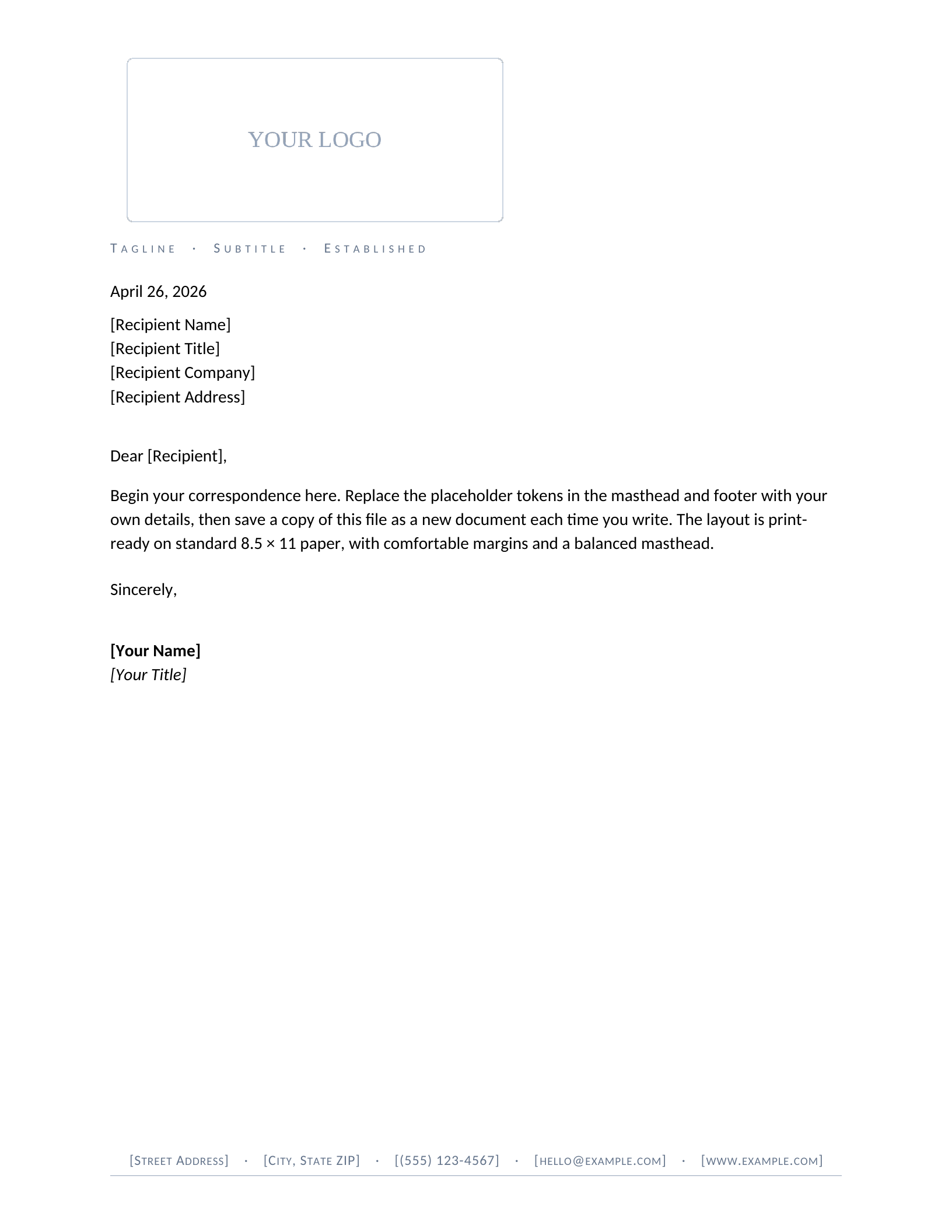 Logo Left letterhead preview