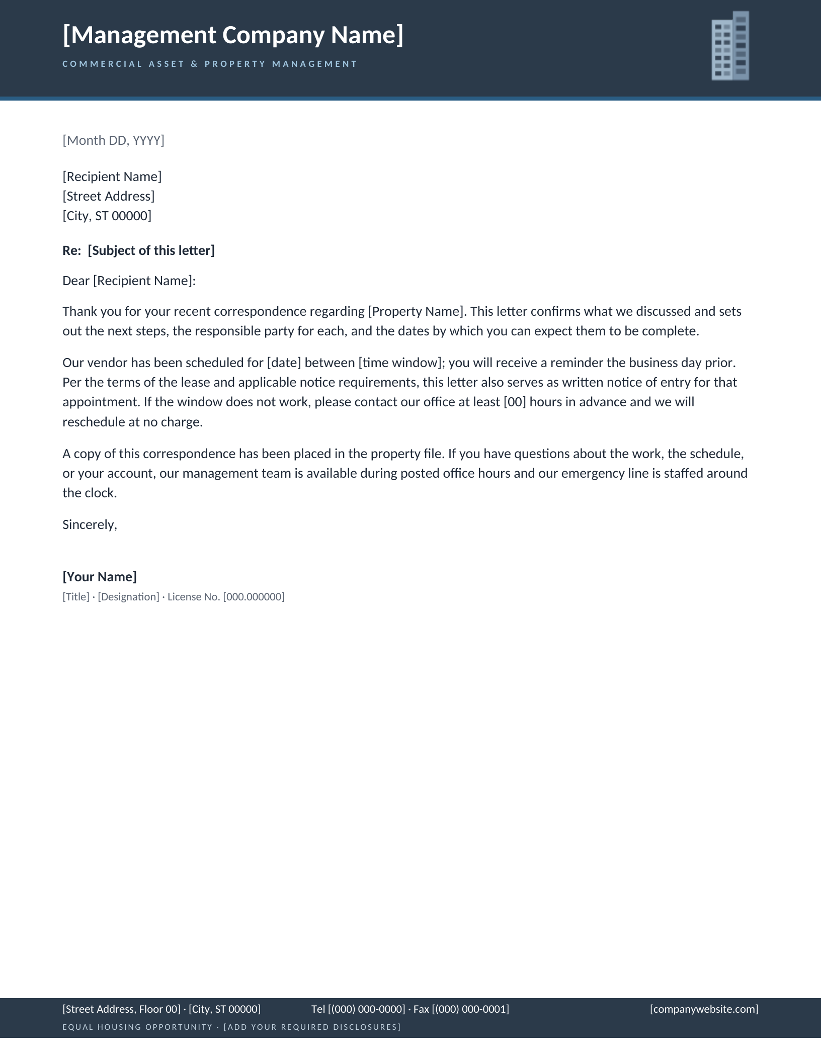 Commercial & Office Property letterhead template preview