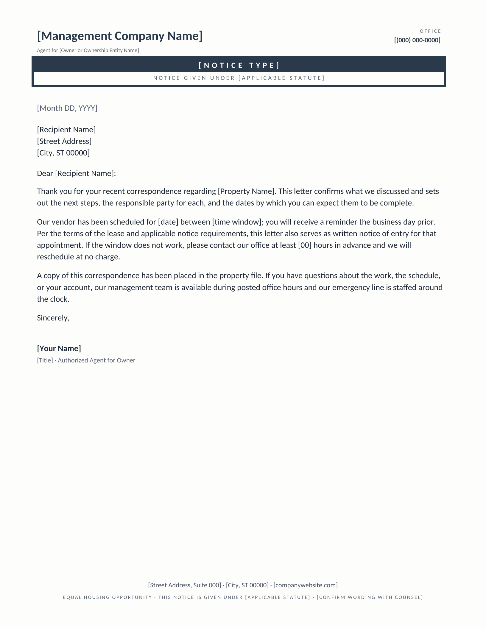 Formal Notice letterhead template preview