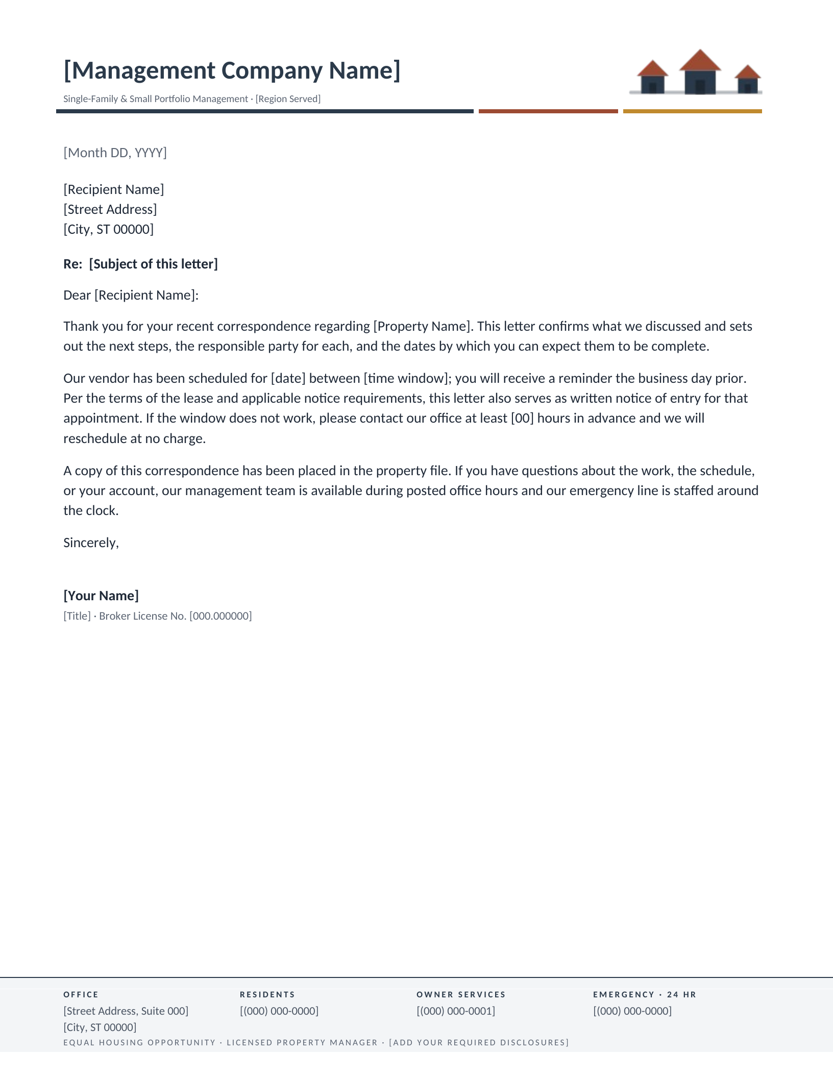 Single-Family Portfolio letterhead template preview