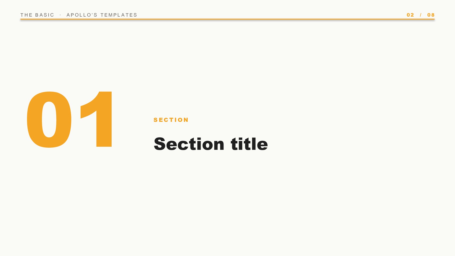 The Basic — Onyx & Saffron slide 2: Section divider