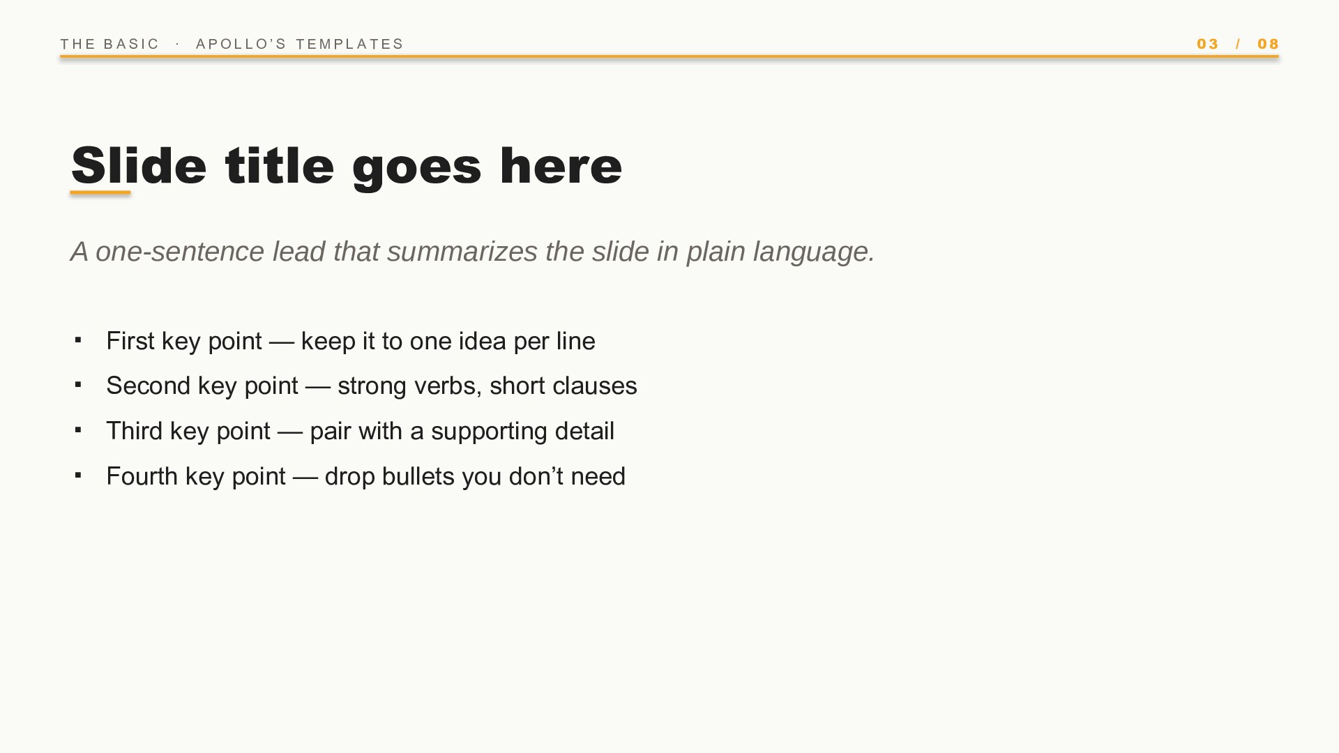 The Basic — Onyx & Saffron slide 3: Content / lesson