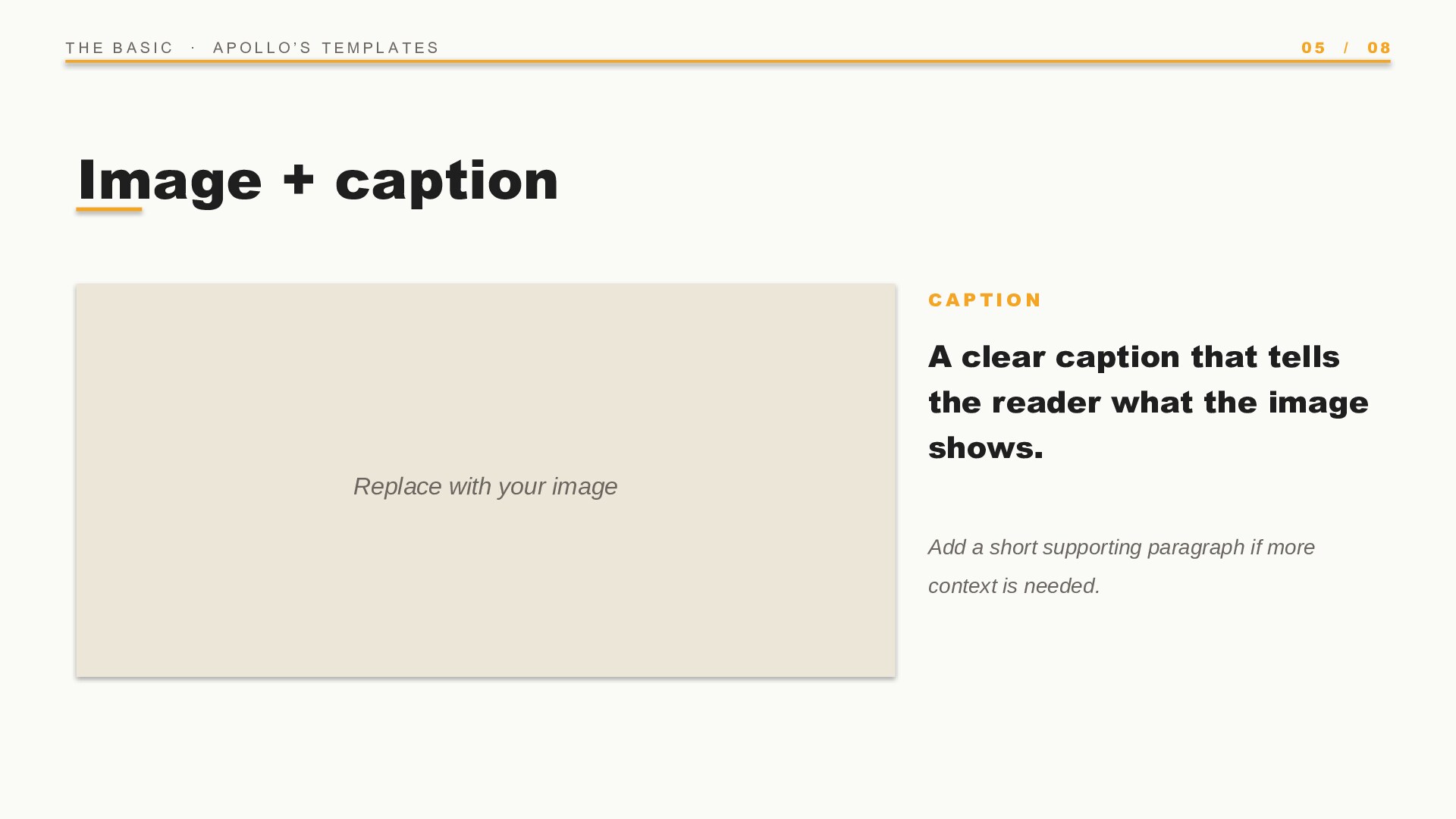 The Basic — Onyx & Saffron slide 5: Image + caption