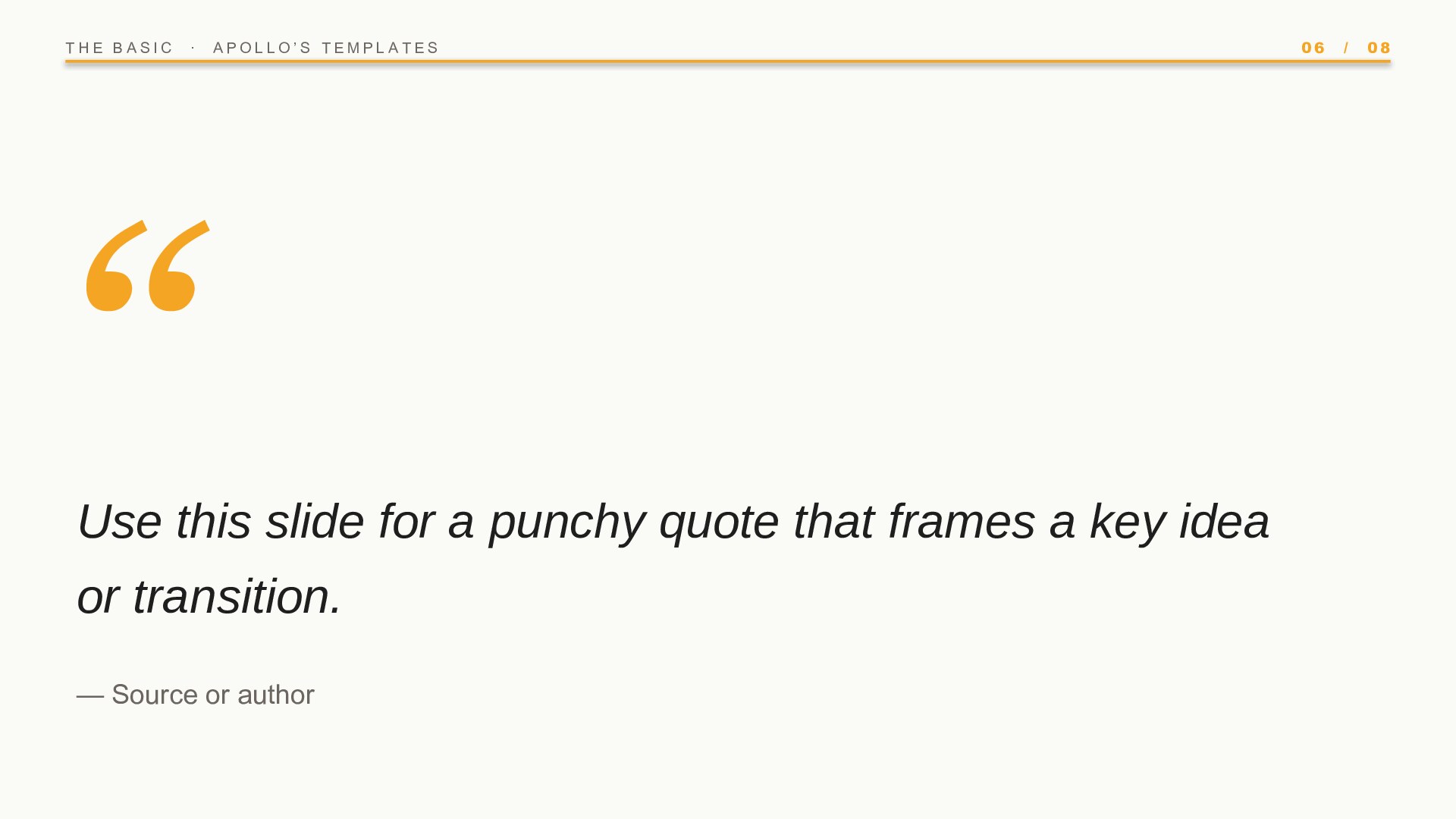 The Basic — Onyx & Saffron slide 6: Pull quote