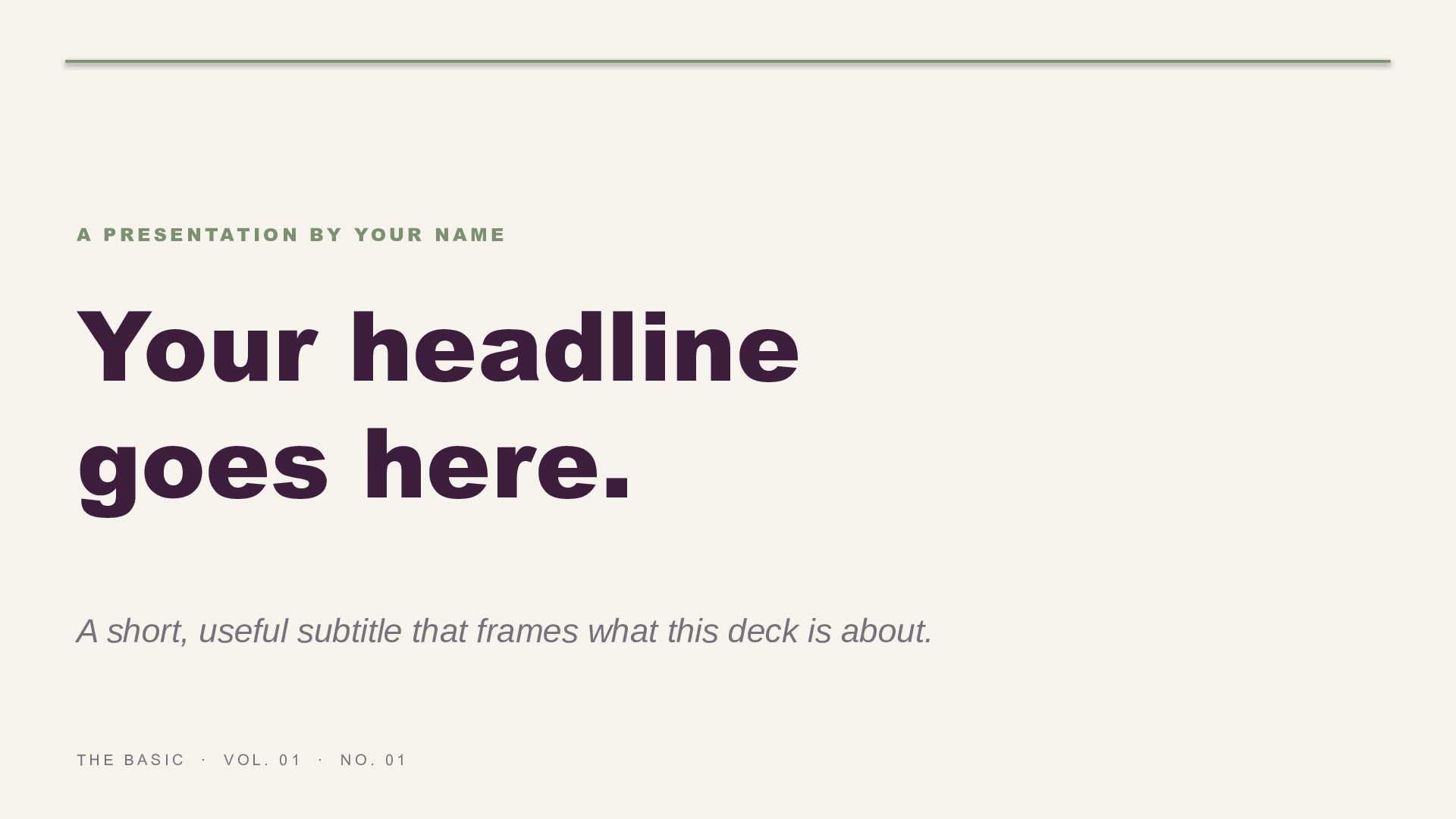 The Basic — Plum & Sage slide 1: Title cover