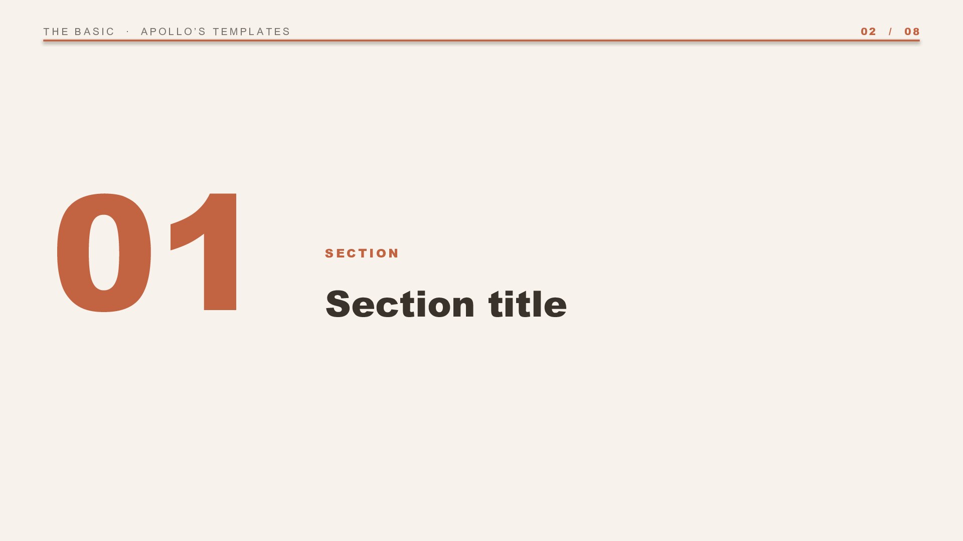 The Basic — Stone & Terracotta slide 2: Section divider