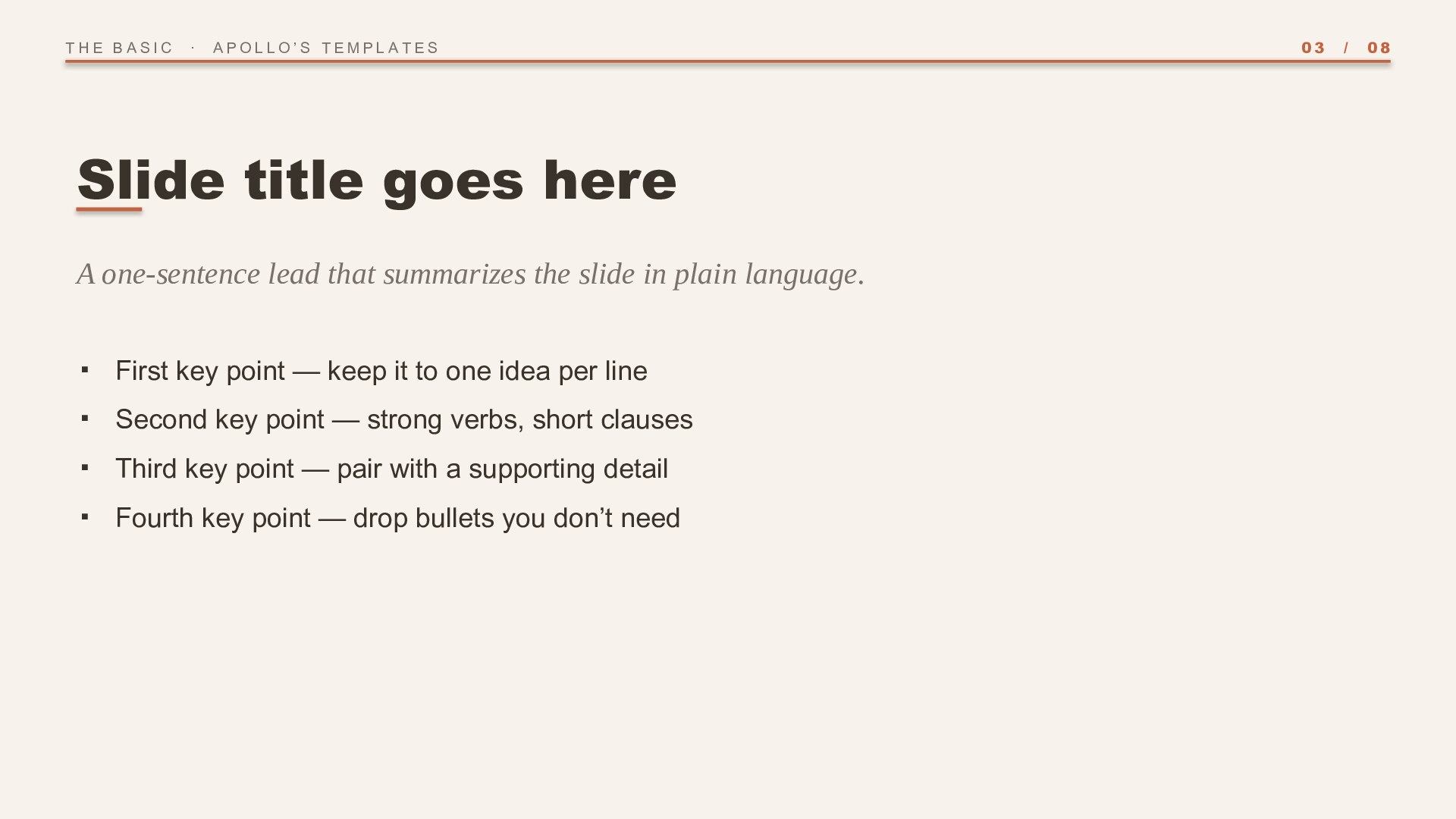 The Basic — Stone & Terracotta slide 3: Content / lesson