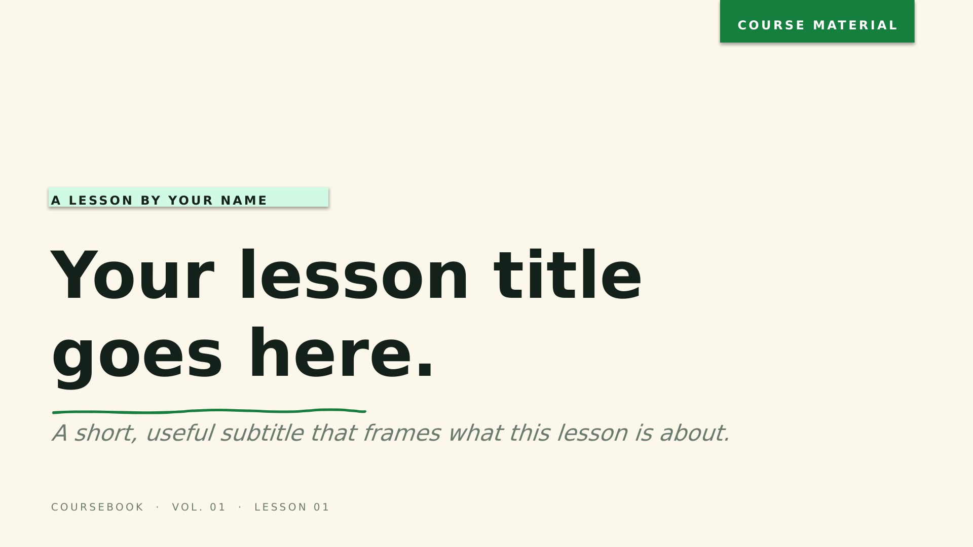 Coursebook — Forest Green slide 1: Title cover