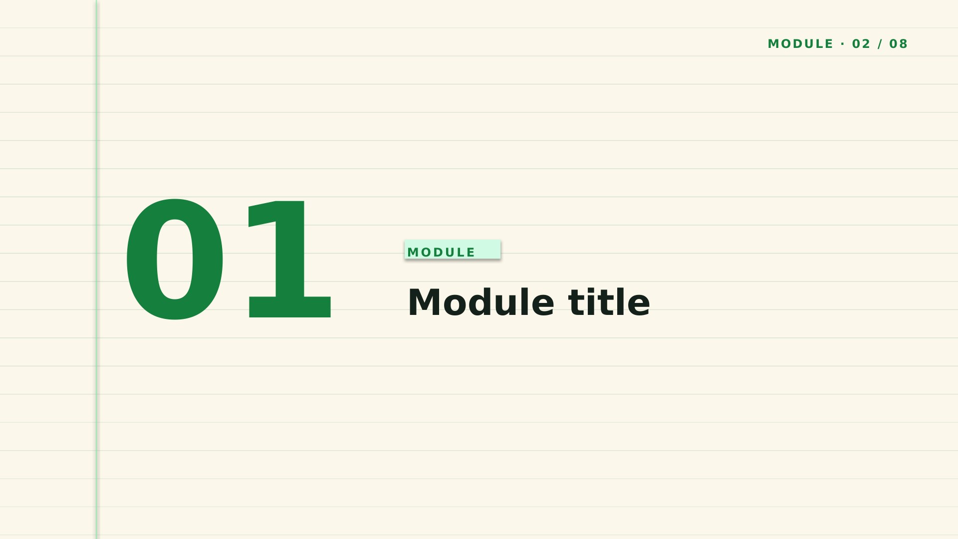 Coursebook — Forest Green slide 2: Module divider