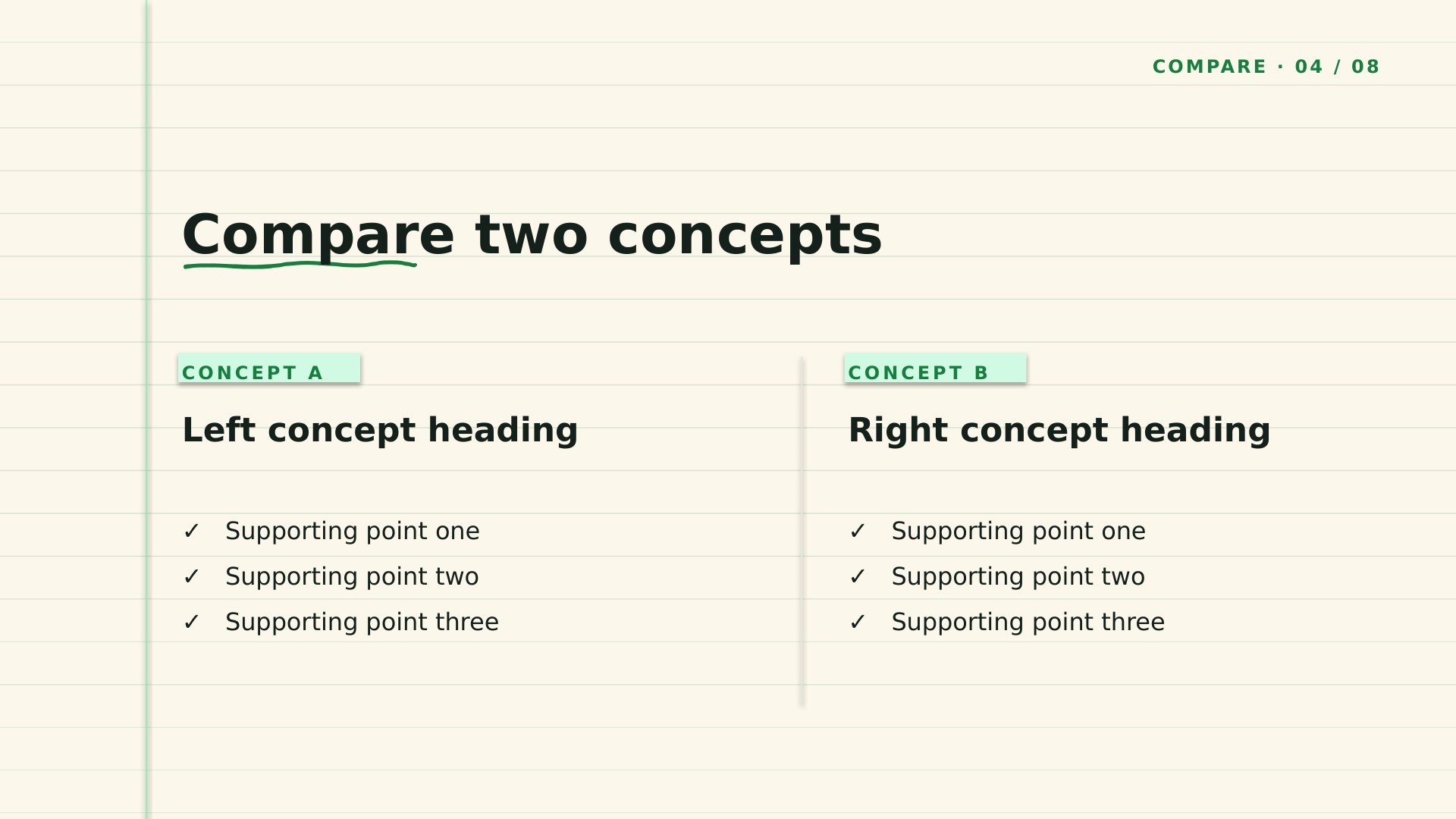 Coursebook — Forest Green slide 4: Two-concept compare