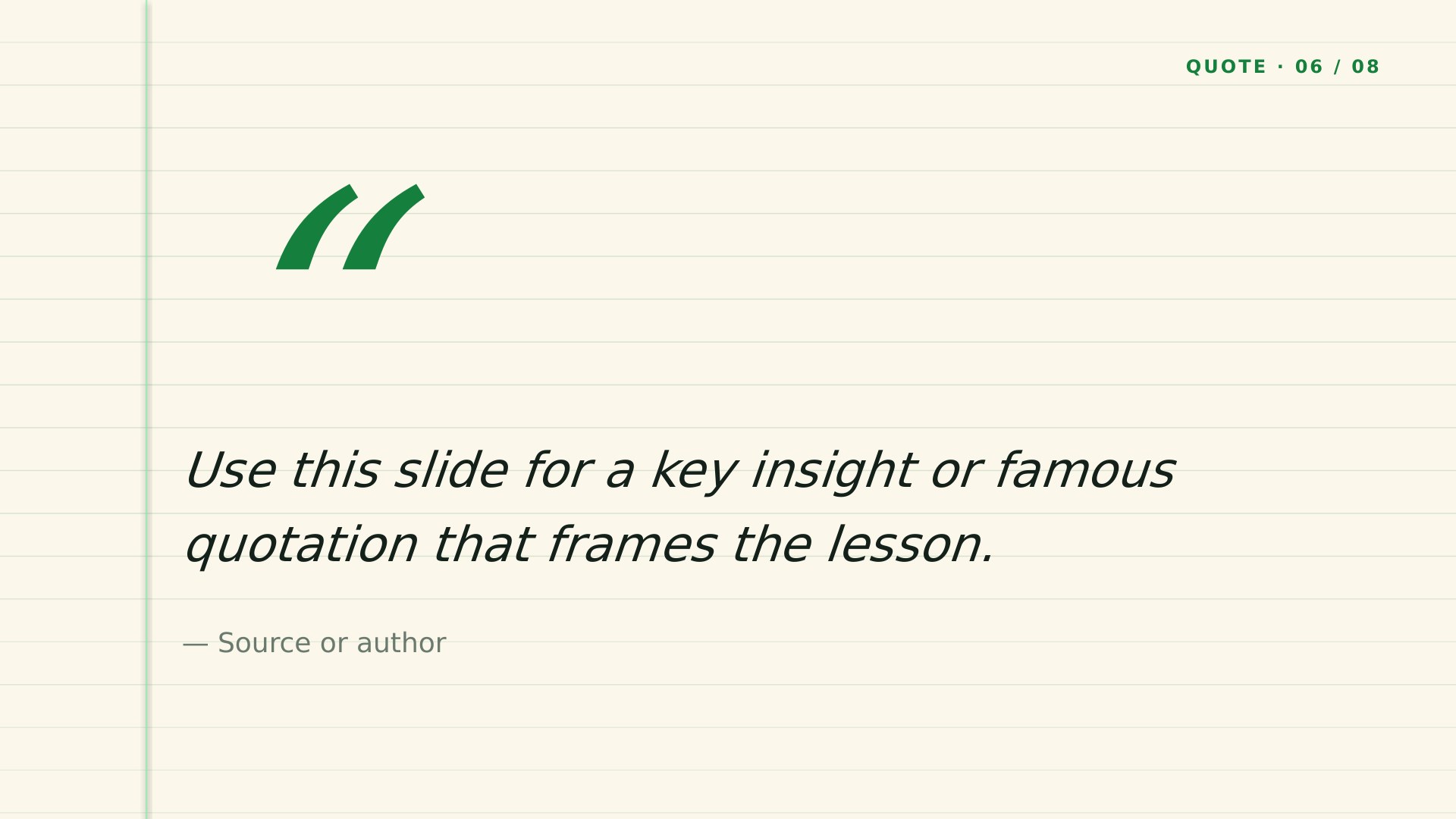 Coursebook — Forest Green slide 6: Key quote