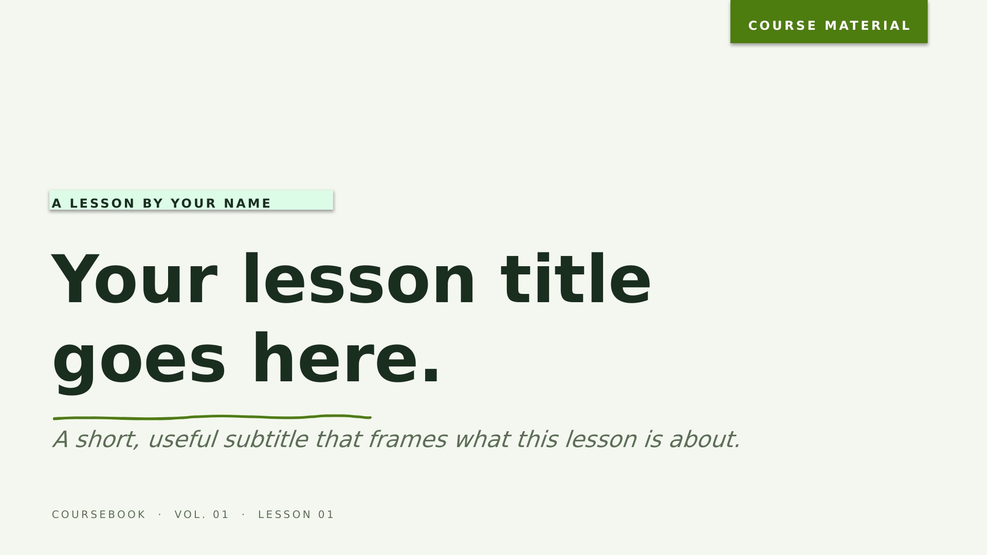 Coursebook — Sage slide 1: Title cover