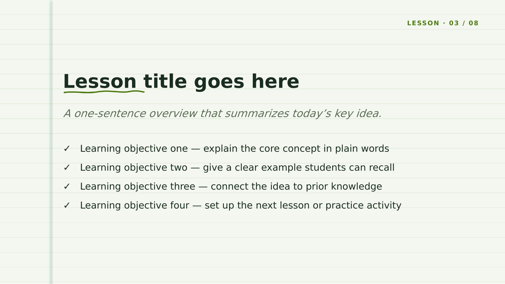 Coursebook — Sage slide 3: Lesson content