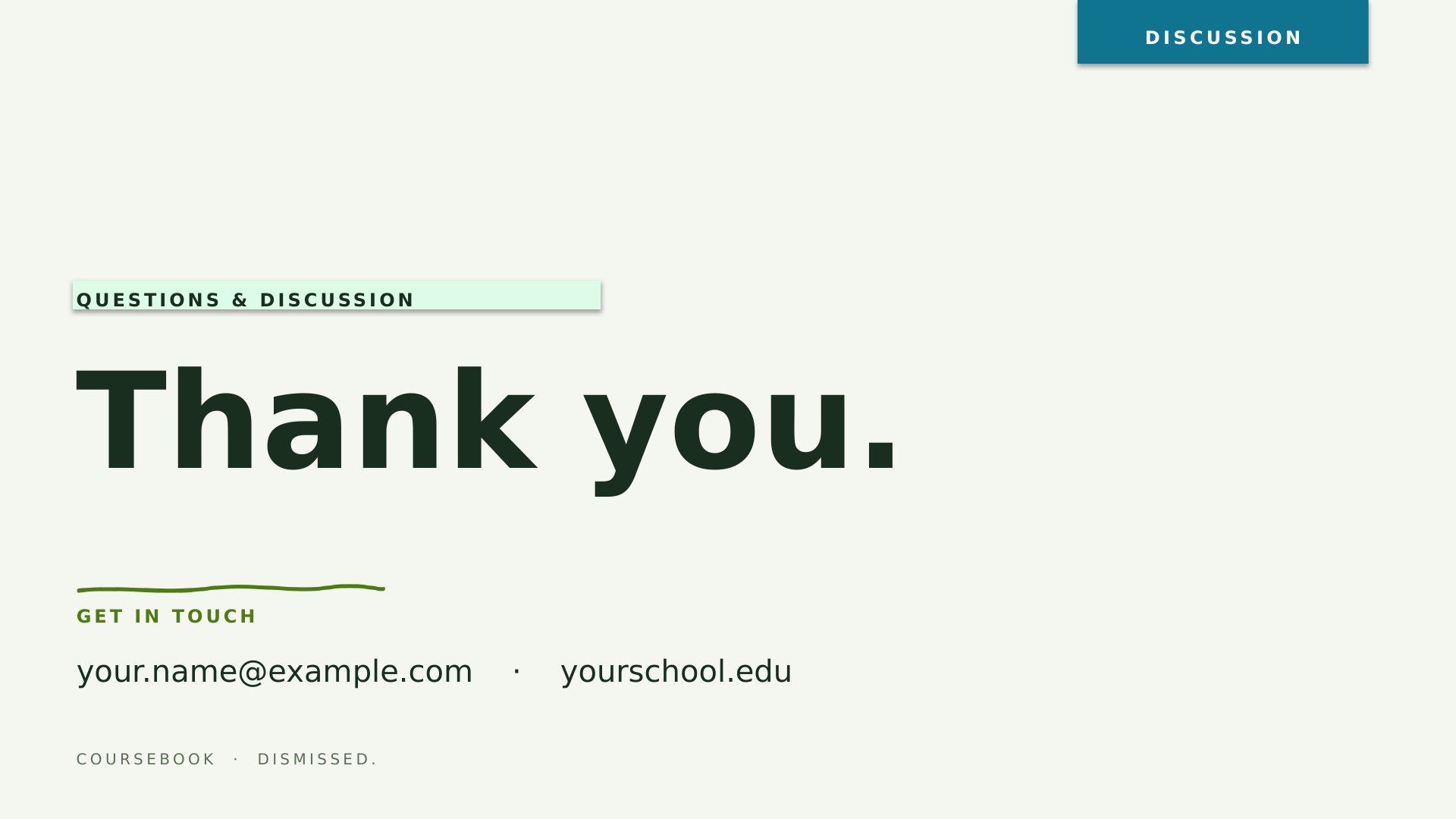 Coursebook — Sage slide 8: Closing Q&A
