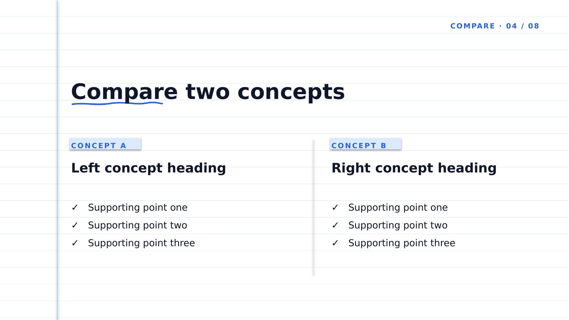 Coursebook — Sky Blue slide 4: Two-concept compare