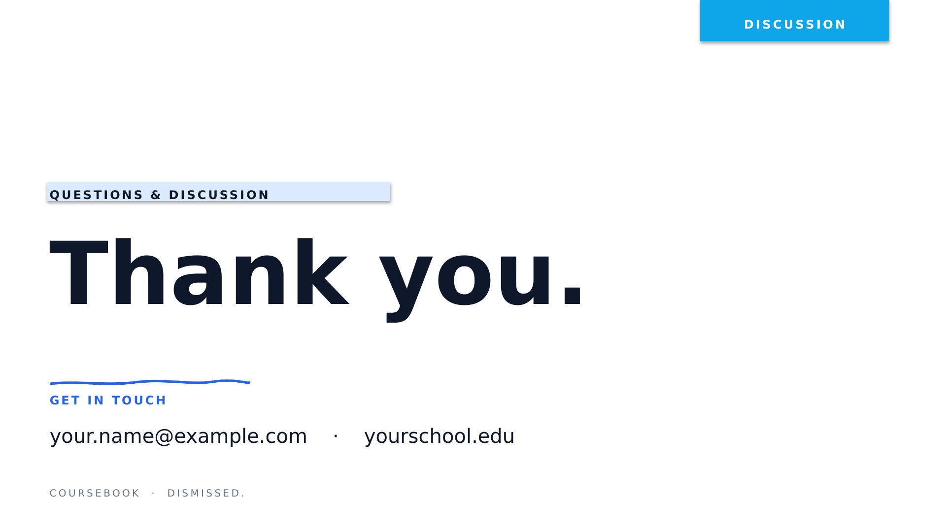 Coursebook — Sky Blue slide 8: Closing Q&A