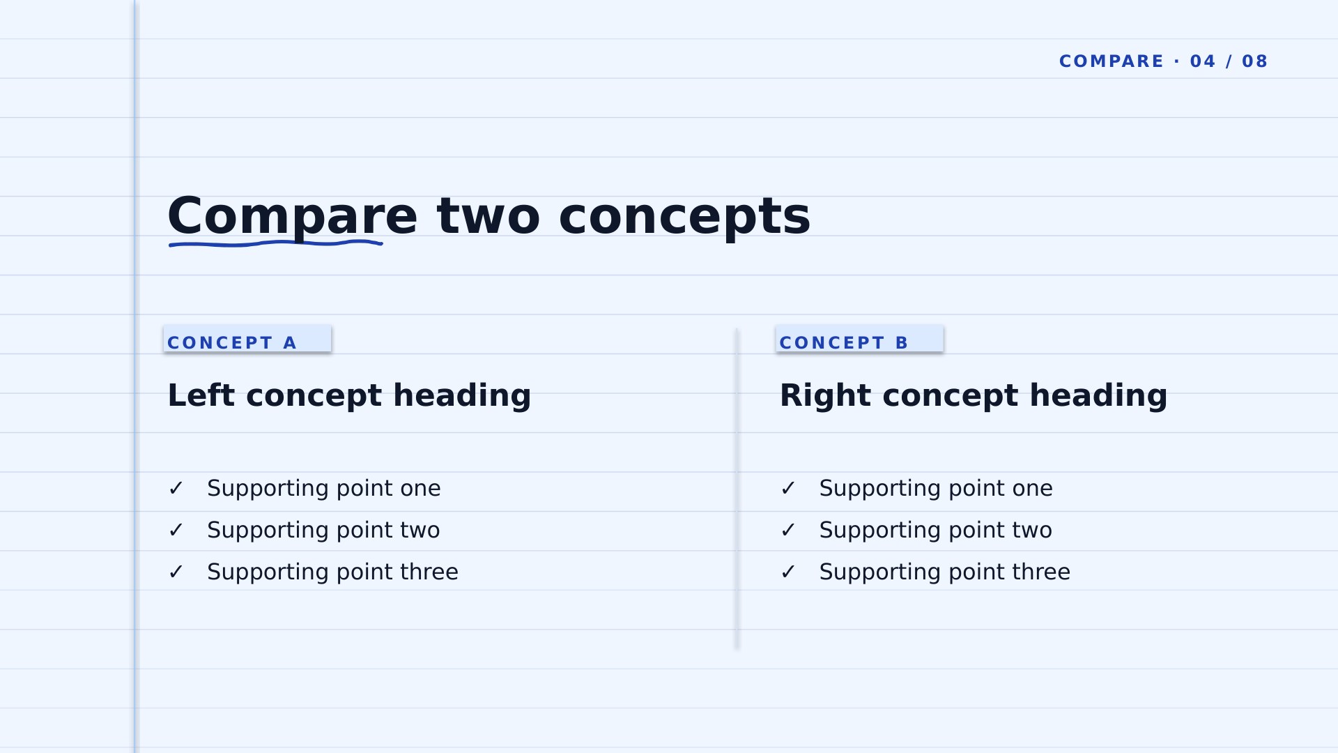 Coursebook — Slate Blue slide 4: Two-concept compare