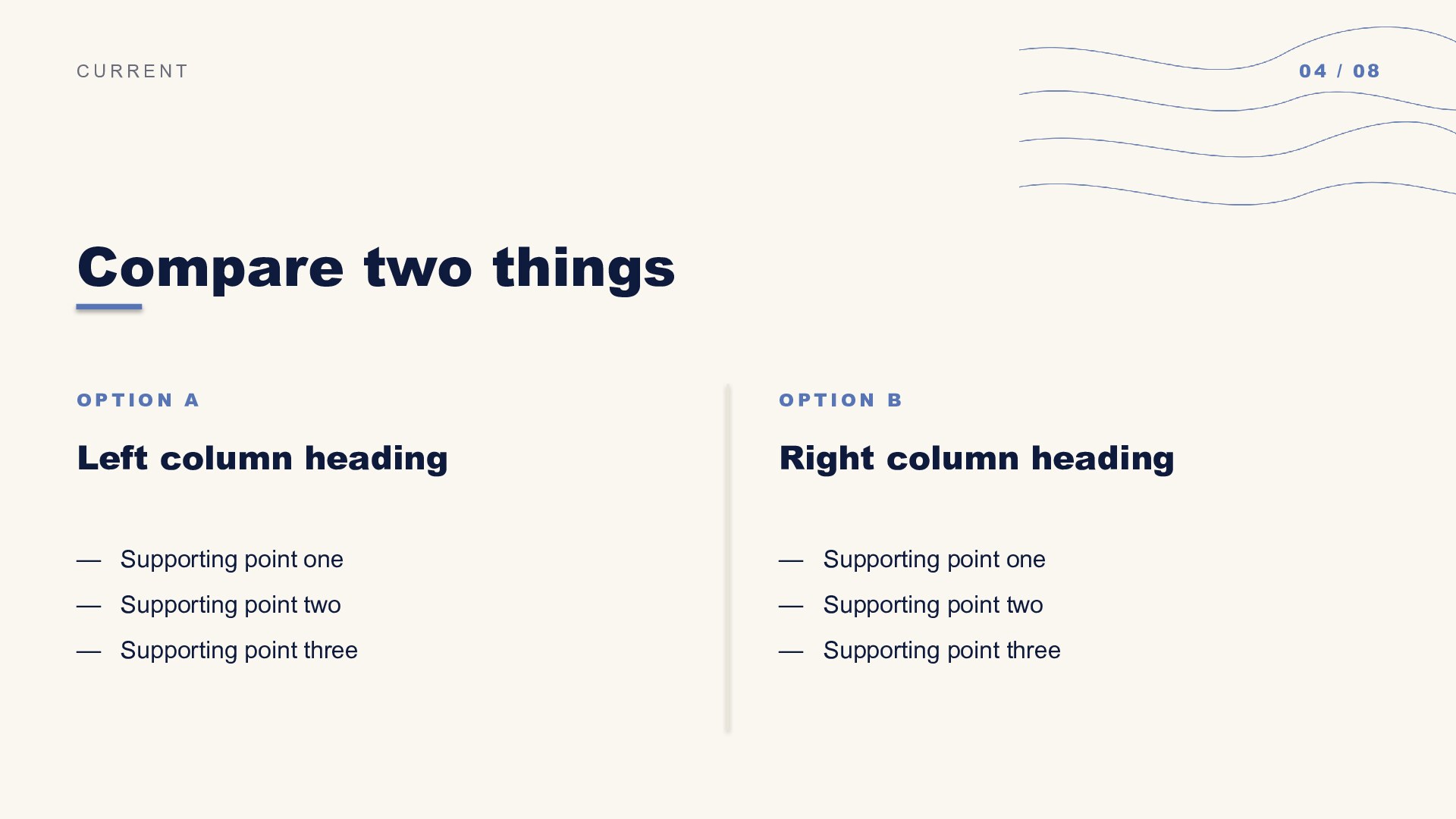 Lines — Blue slide 4: Two-column compare