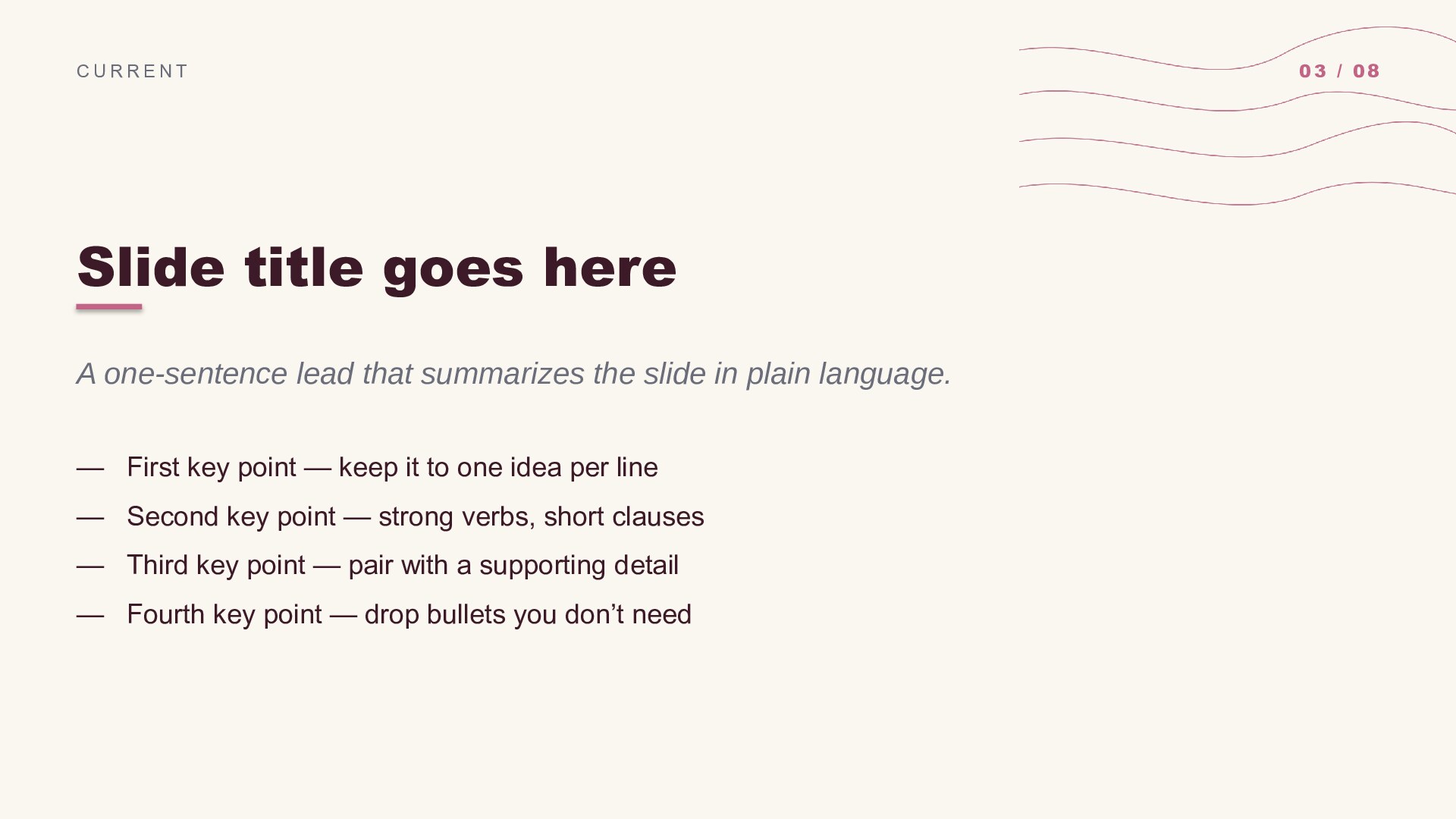 Lines — Pink slide 3: Content / lesson