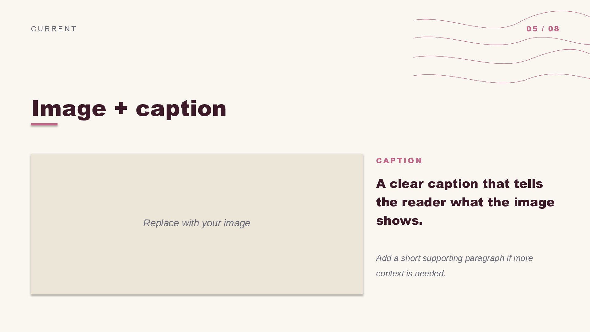 Lines — Pink slide 5: Image + caption